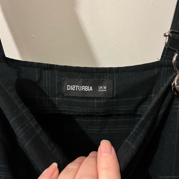 Disturbia- size UK16- blu/bk tartan overalls w/pockets, zip side. EUC. - Picture 2 of 9